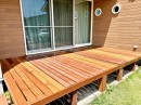 イタウバ材で床板を部分張り替えし塗装して完成した天然木ウッドデッキ